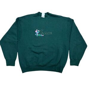 Vintage Embroidered Canada Pullover Crewneck 90s Large Fruit of the Loom Best